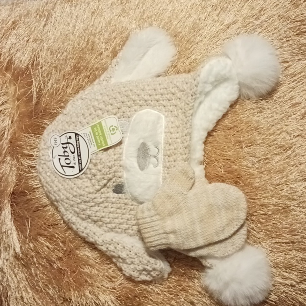TOBY & ME INFANTS PUPPY HAT & MITTENS SET
